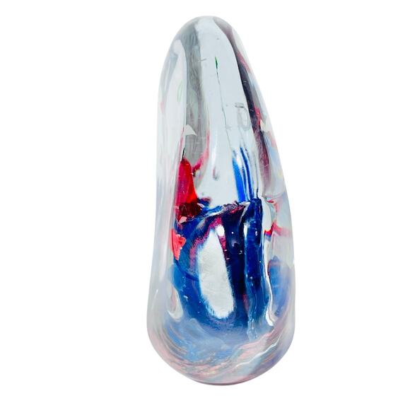 Murano Art Glass School Fish Bubble Hand Blown Paperweight Aquarium Blue Orange - Picture 4 of 13